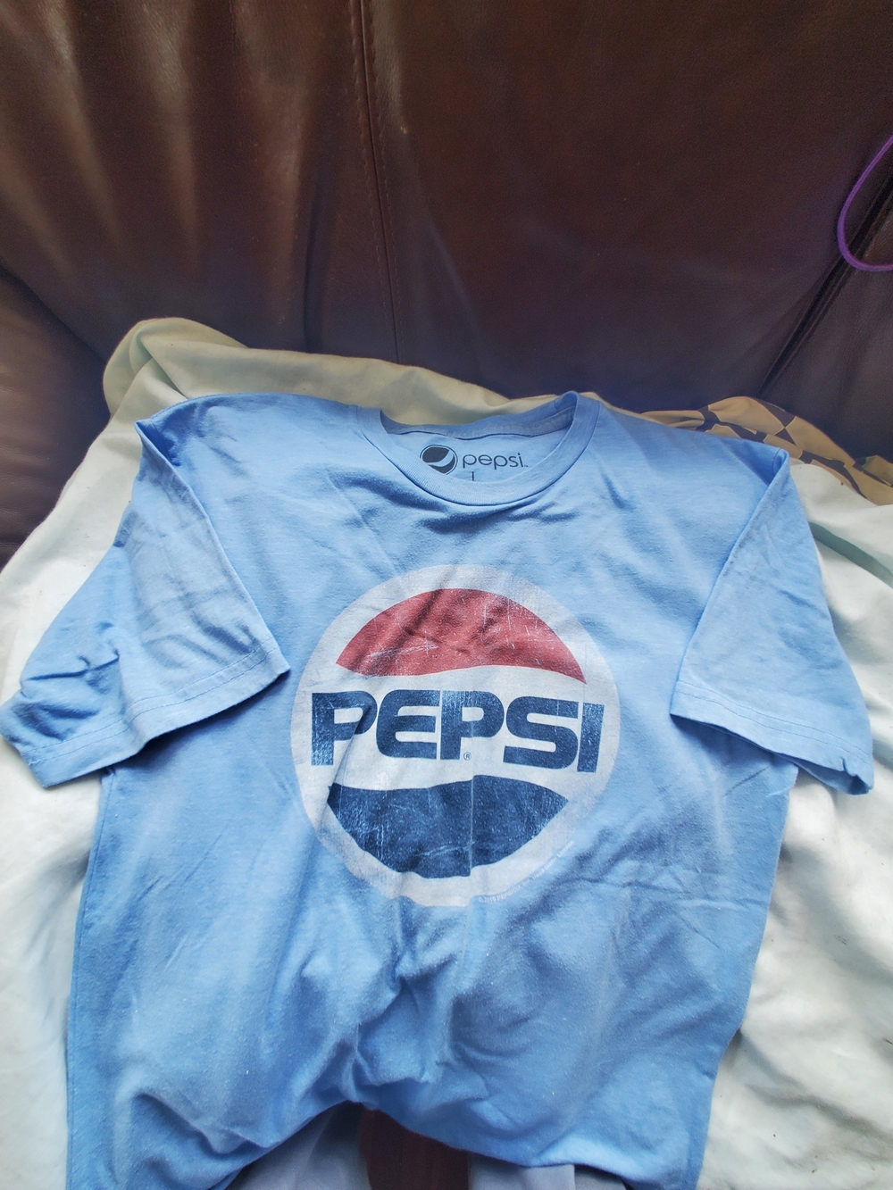 Pepsi Light Blue Short Sleeve Tee with Retro Logo